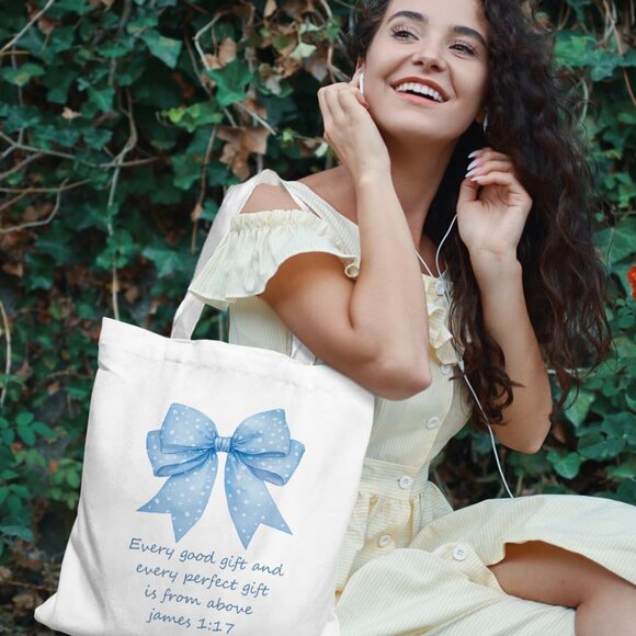 Canvas Tote Bag Women Teens Pink Bible Pattern Versatile Reusable Fashion - Picture 2 of 7